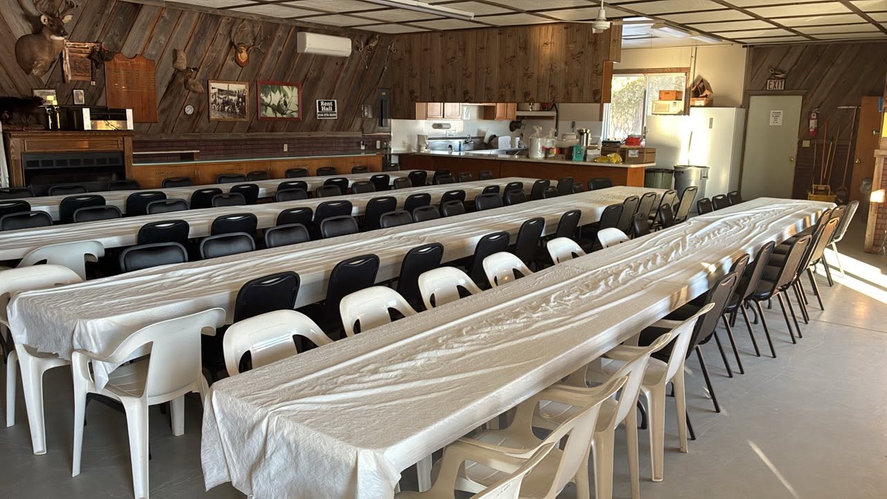 Clubhouse hall set up and ready for an event