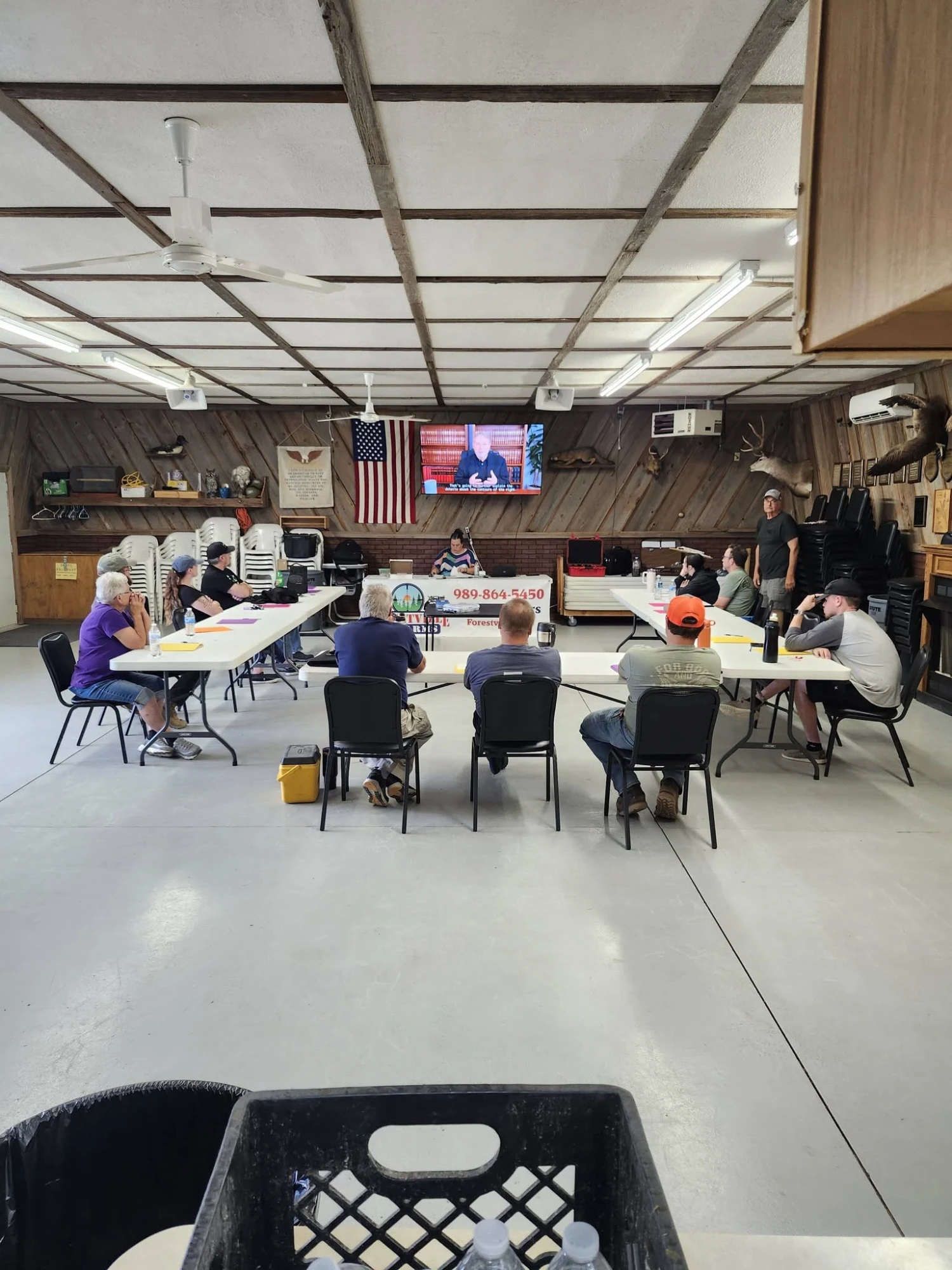 Clubhouse interior set up for a meeting