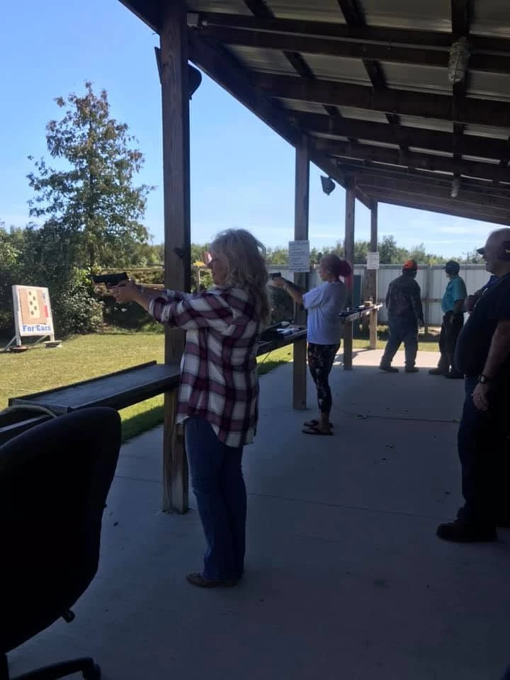 Members shooting in the covered pistol bay