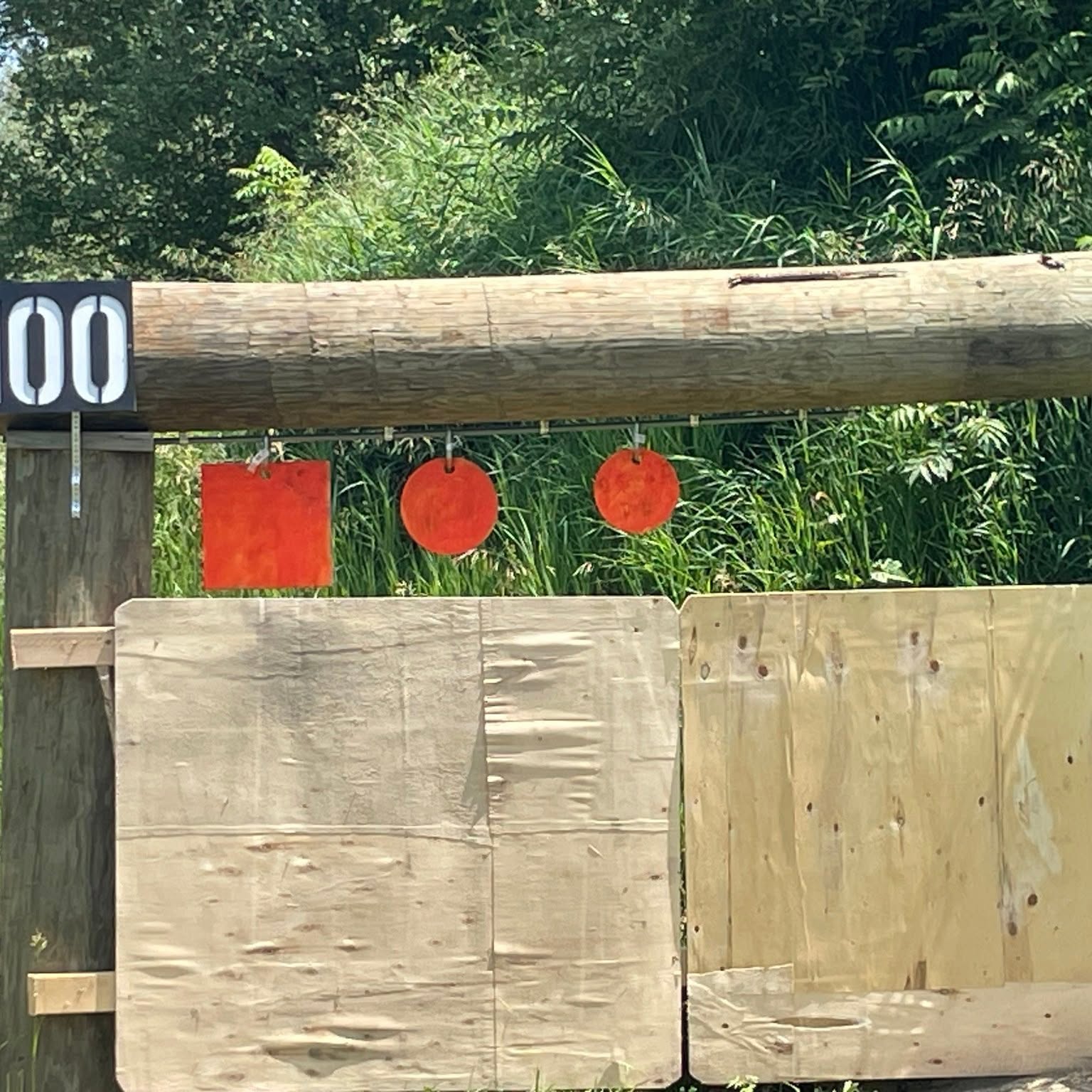 100 yard target marker with hanging targets